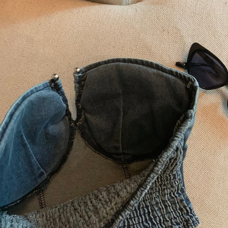 Denim Tube Top - Bellaward Fashions