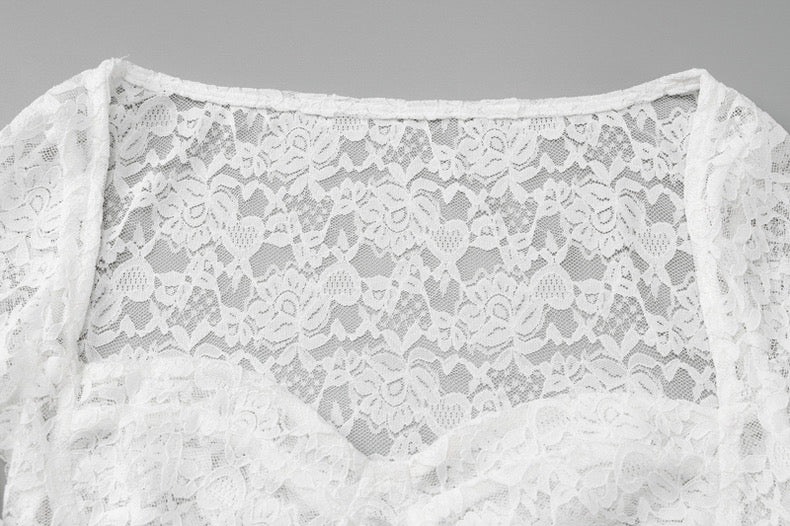 French Top Lace Cut Out Sweet Girl Suit - Bellaward Fashions