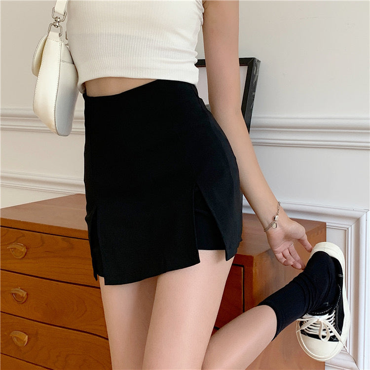 Slit High-Waisted A-Line Short Small Hip-Covering One-Step Skirt - Bellaward Fashions