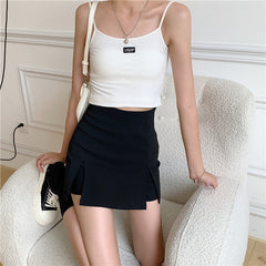 Slit High-Waisted A-Line Short Small Hip-Covering One-Step Skirt - Bellaward Fashions