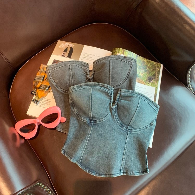 Denim Tube Top - Bellaward Fashions
