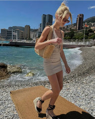 Retro Dress Plaid Backless Short - Bellaward Fashions