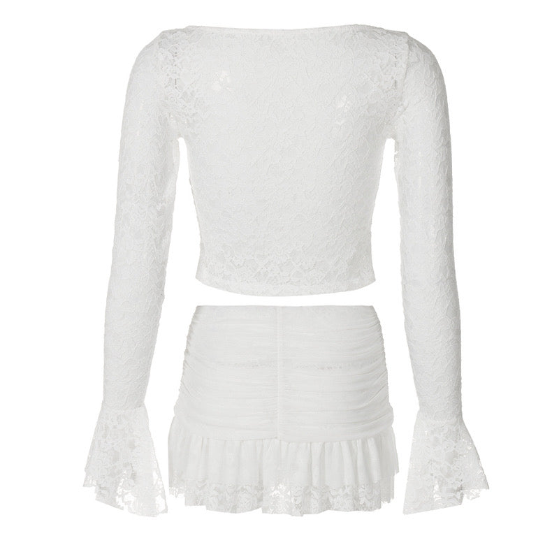 French Top Lace Cut Out Sweet Girl Suit - Bellaward Fashions