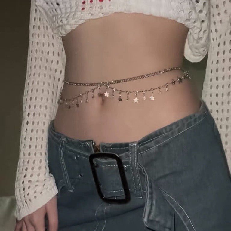 Rhinestone Metal Waist Chain - Bellaward Fashions