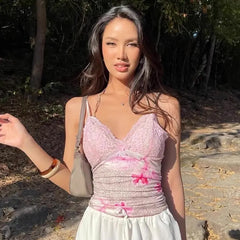 Camisole with Lace Trim, Leopard Print, V-Neck With Sweet and Spicy Style Bellaward