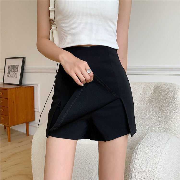 Slit High-Waisted A-Line Short Small Hip-Covering One-Step Skirt - Bellaward Fashions