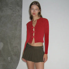 Knitted Sweater Retro Buttoned Long Sleeve - Bellaward Fashions