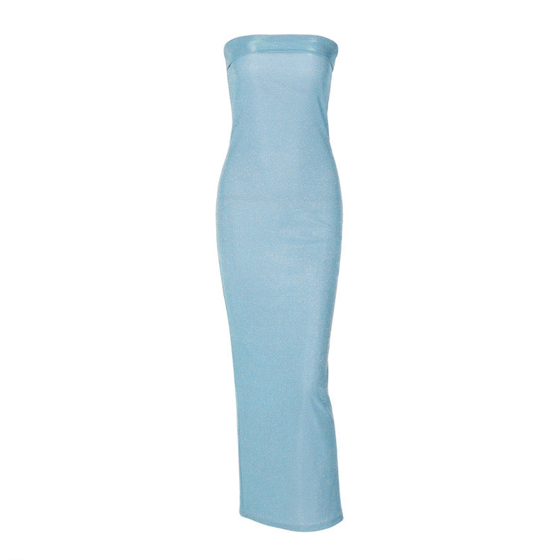 Chest-Wrapped Dress, Bright Silk Slim Fit, Mid-Length dress - Bellaward Fashions