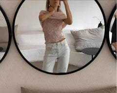 Pink Off-Shoulder Top T-Shirt Knitwear. - Bellaward Fashions