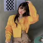 Tie-Dye Knitted Yellow Jacket Bellaward