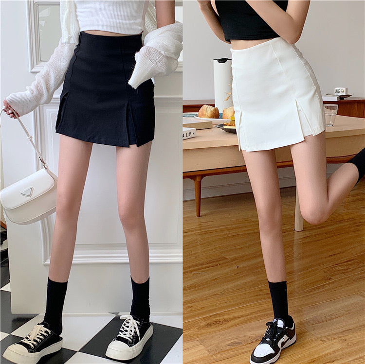 Slit High-Waisted A-Line Short Small Hip-Covering One-Step Skirt - Bellaward Fashions