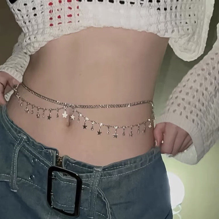 Rhinestone Metal Waist Chain - Bellaward Fashions