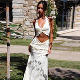 French Suspender Skirt Suit For Lazy Summer Vacation