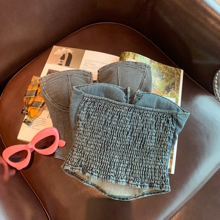 Denim Tube Top - Bellaward Fashions