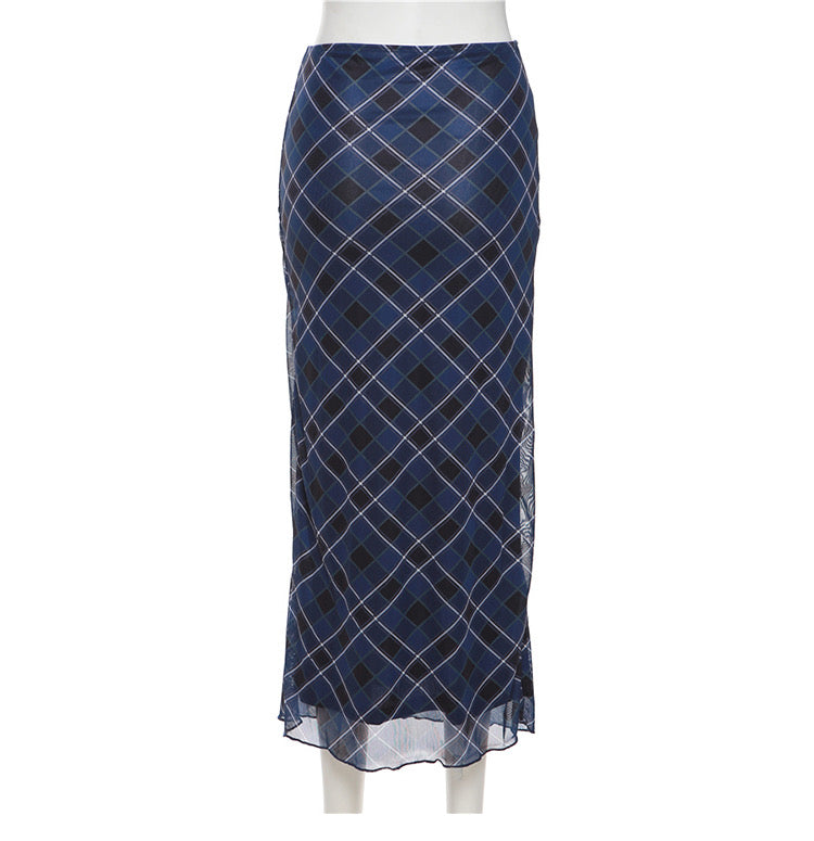 Klalien European and American Style Plaid Mid-Length skirt - Bellaward Fashions