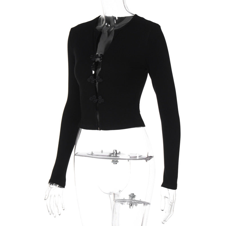 Knitted Sweater Retro Buttoned Long Sleeve - Bellaward Fashions