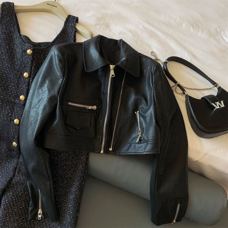 Designed Black Retro Leather Jacket - Bellaward Fashions