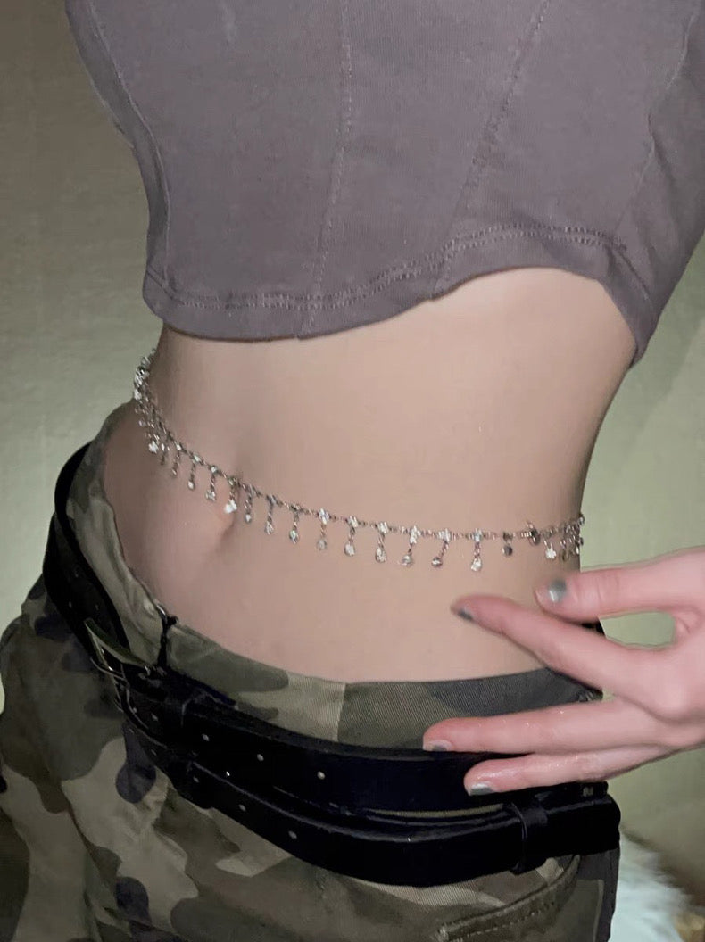 Rhinestone Metal Waist Chain - Bellaward Fashions