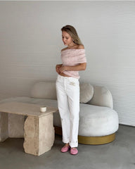 Pink Off-Shoulder Top T-Shirt Knitwear. - Bellaward Fashions