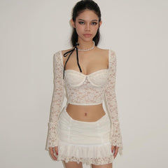 French Top Lace Cut Out Sweet Girl Suit - Bellaward Fashions