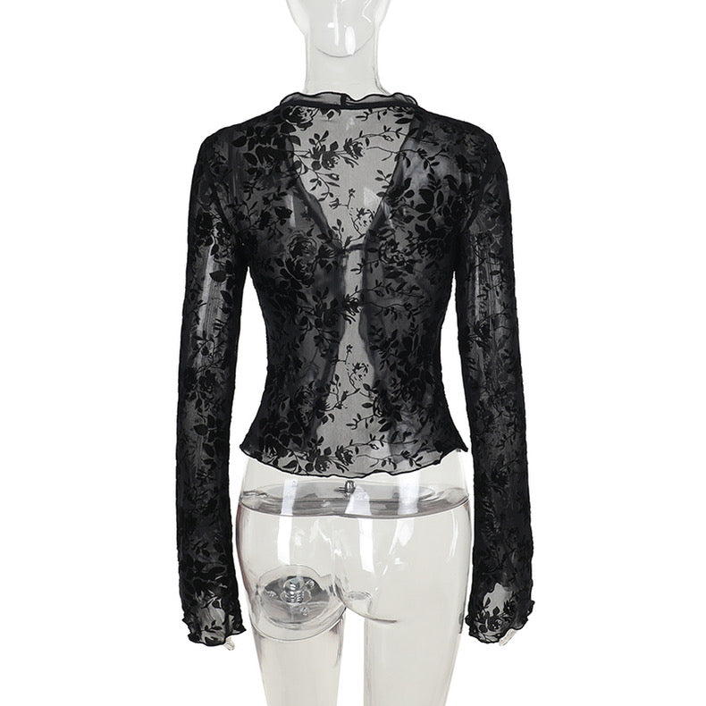 Wind Ruffled Trumpet Sleeve Cardigan Top - Bellaward Fashions