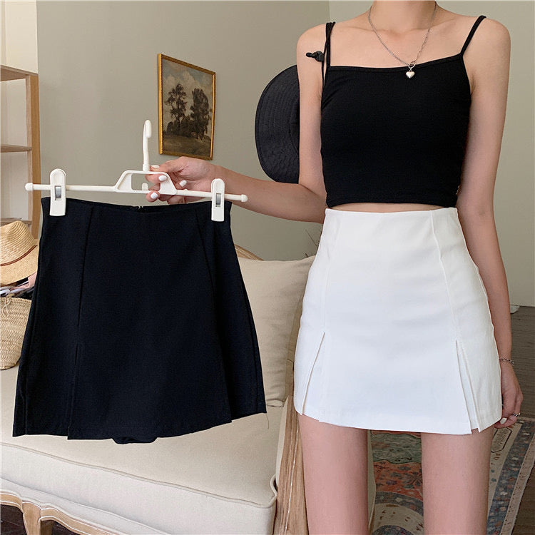 Slit High-Waisted A-Line Short Small Hip-Covering One-Step Skirt - Bellaward Fashions