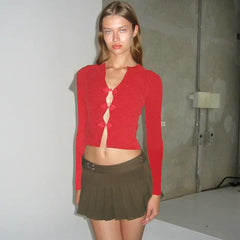 Knitted Sweater Retro Buttoned Long Sleeve - Bellaward Fashions