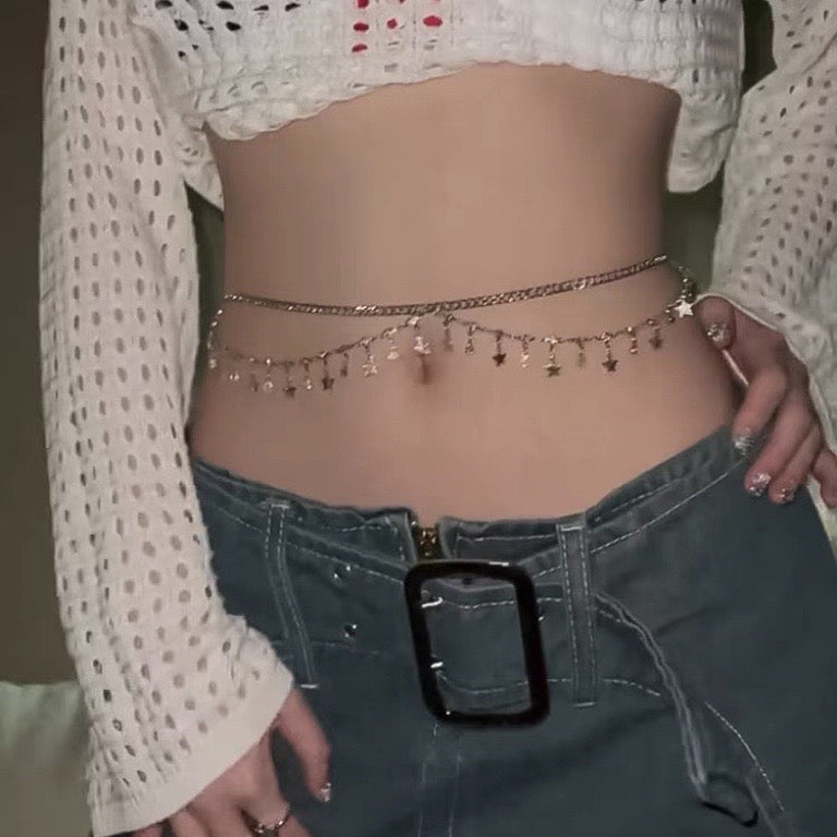 Rhinestone Metal Waist Chain - Bellaward Fashions
