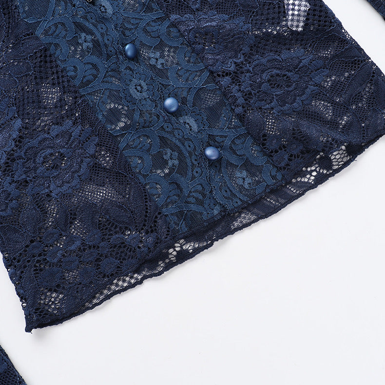 Sexy Lace Splicing V Neck Top Women's Micro-Flared Slim Long-Sleeved Bottoming Shirt - Bellaward Fashions