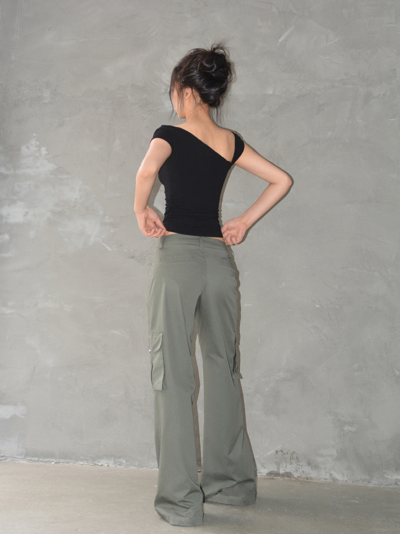Designed One-Shoulder Silver Button Top - Bellaward Fashions