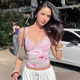 Camisole with Lace Trim, Leopard Print, V-Neck With Sweet and Spicy Style