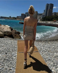 Retro Dress Plaid Backless Short - Bellaward Fashions