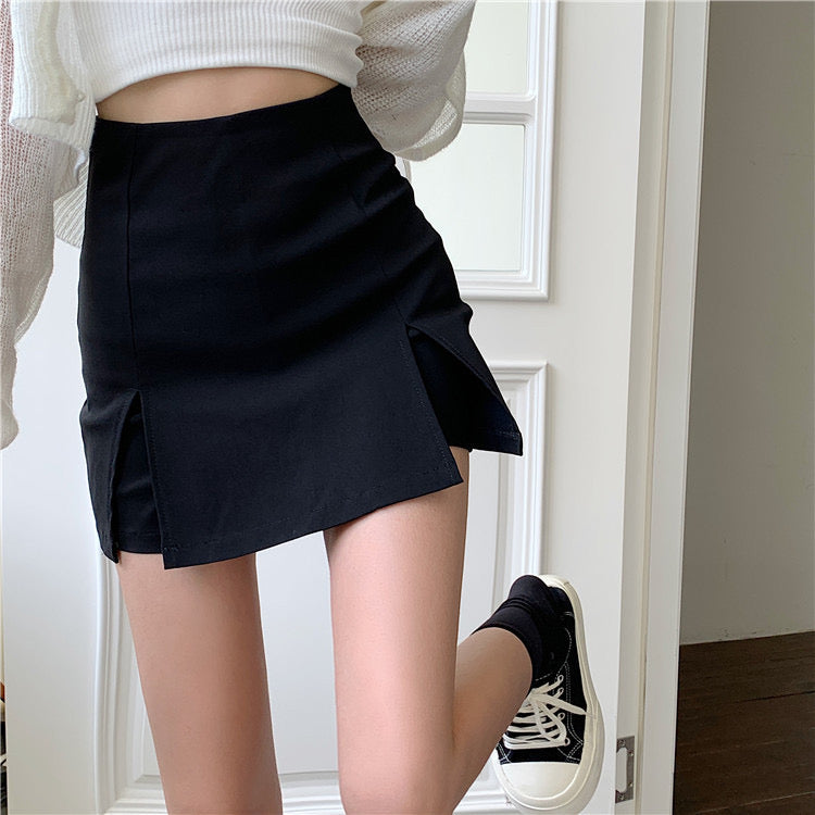 Slit High-Waisted A-Line Short Small Hip-Covering One-Step Skirt - Bellaward Fashions