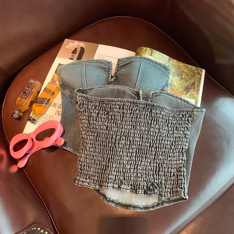 Denim Tube Top - Bellaward Fashions
