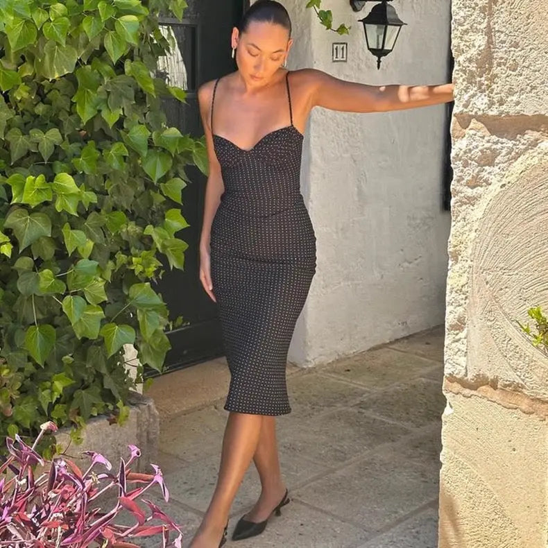 Embellished Bodycon Midi Dress Bellaward