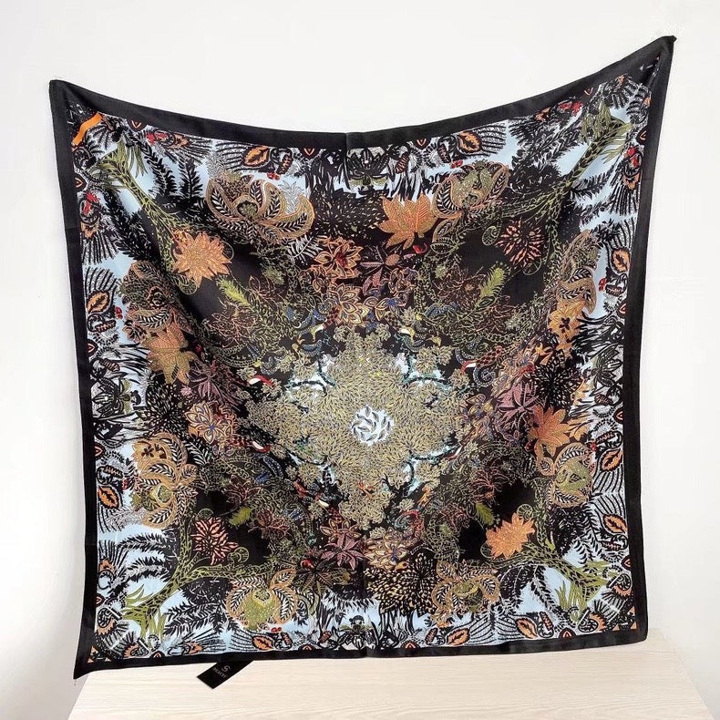 [90cm Large Square Scarf] French Retro Niche Tube Top Silk Scarf Elegant Sun Protection Shawl - Bellaward Fashions