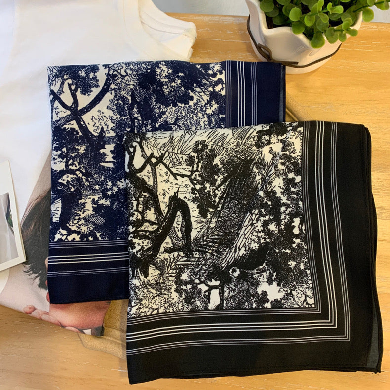 [90cm Large Square Scarf] French Retro Niche Tube Top Silk Scarf Elegant Sun Protection Shawl - Bellaward Fashions