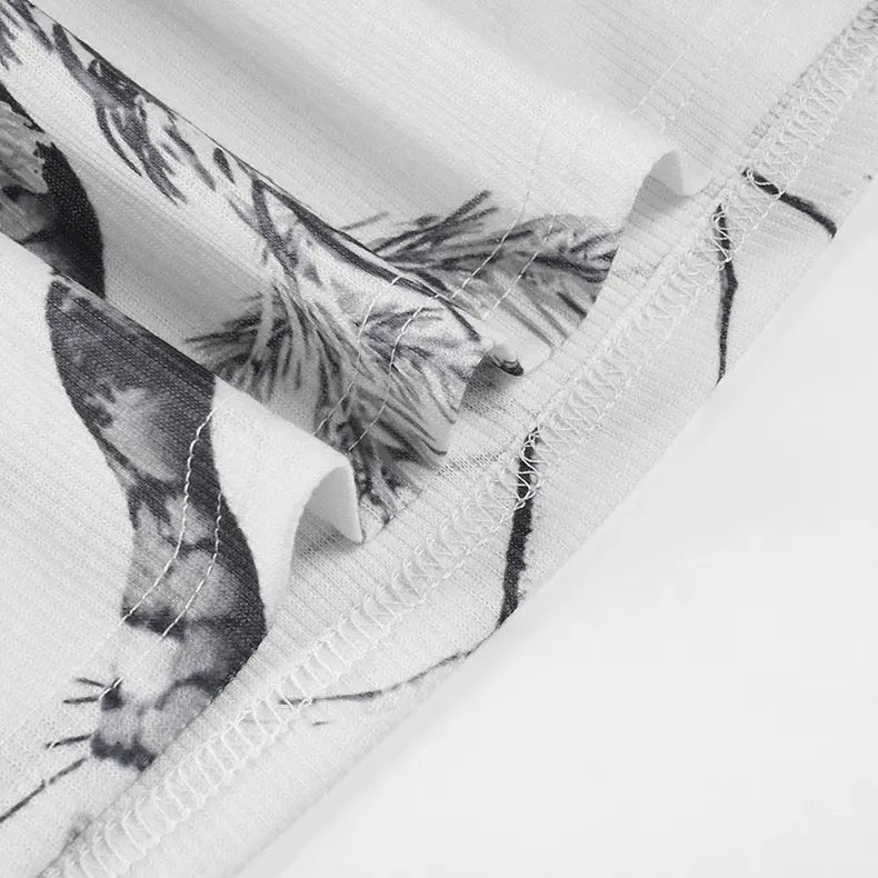 White Abstract Print Ribbed Tank & Pants Set Bellaward Fashions