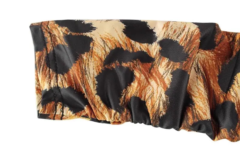 Slim Fit Hip Wrap Leopard Print Dress Bellaward