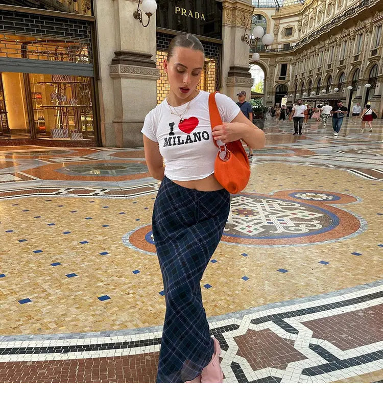 Klalien European and American Style Plaid Mid-Length skirt - Bellaward Fashions