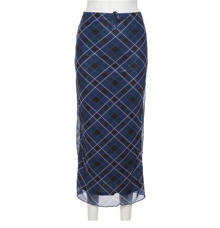 Klalien European and American Style Plaid Mid-Length skirt - Bellaward Fashions