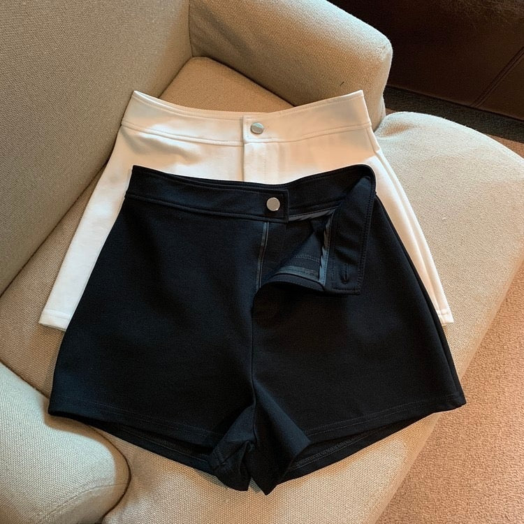 Black Large Size Casual Suit Shorts High Waist Slimming Look A-Line shorts - Bellaward Fashions