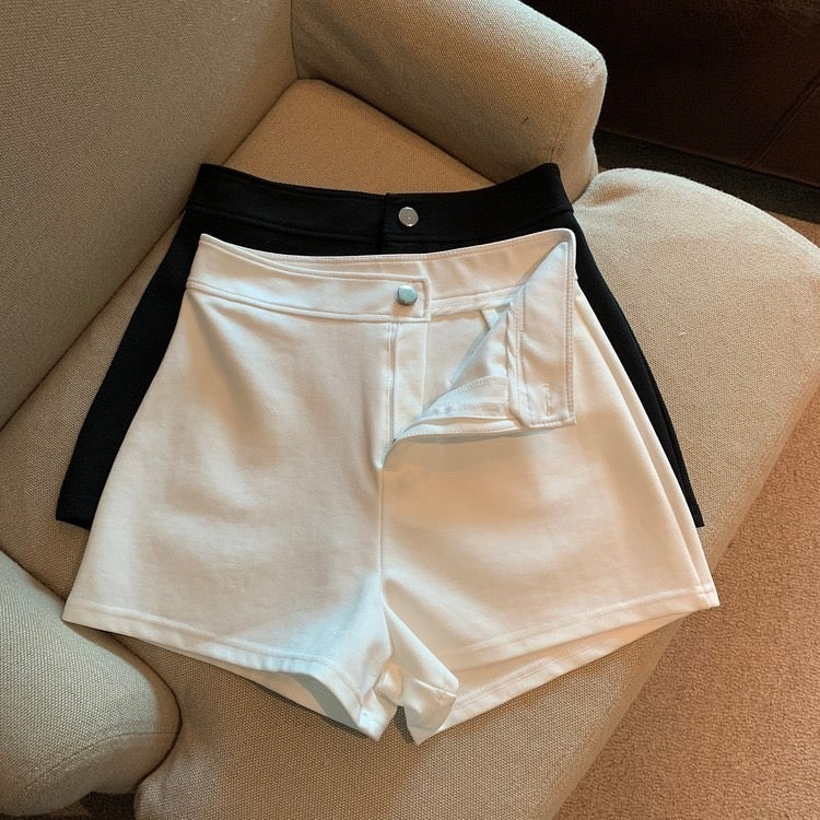 Black Large Size Casual Suit Shorts High Waist Slimming Look A-Line shorts - Bellaward Fashions