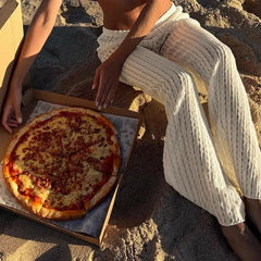 Knitted Wide-Leg Pants, Loose, Casual Style Bellaward