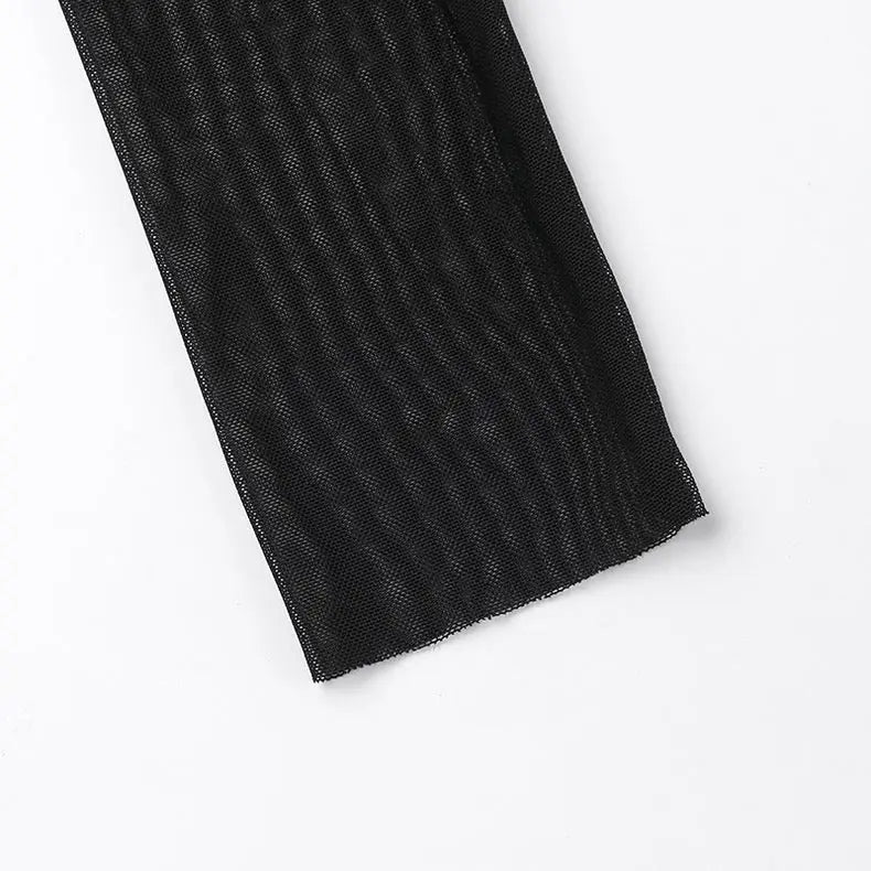 New Black Long skirt One-Shoulder Mesh Cut Out Dress - Bellaward Fashions