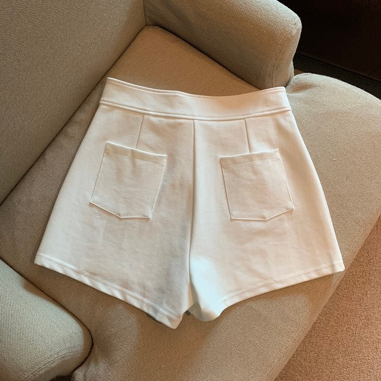 Black Large Size Casual Suit Shorts High Waist Slimming Look A-Line shorts - Bellaward Fashions