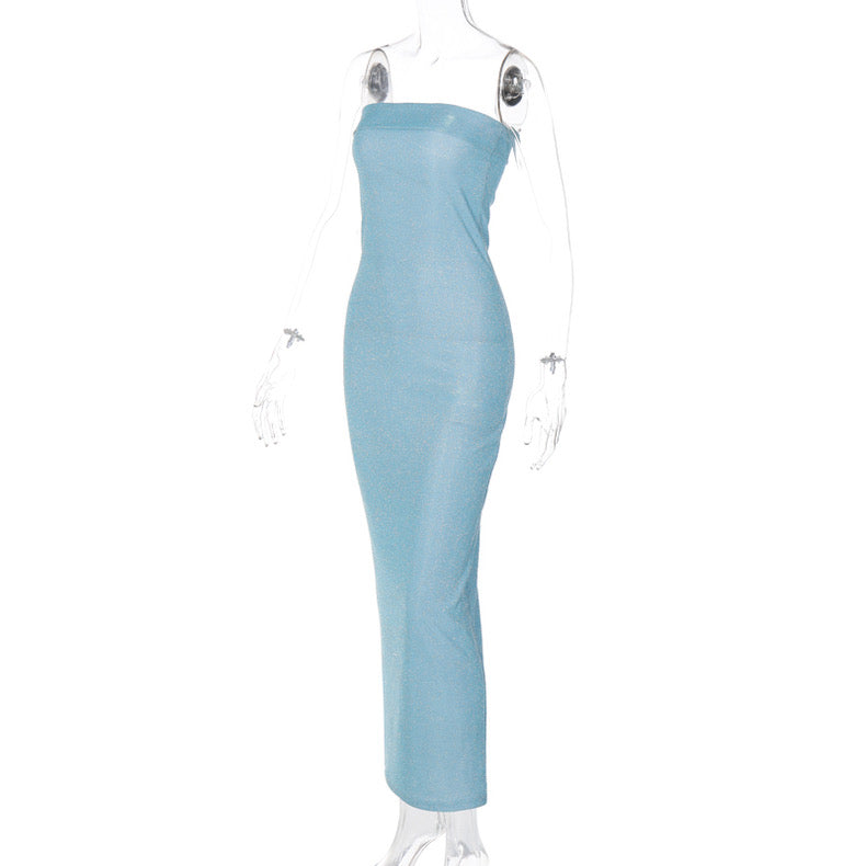 Chest-Wrapped Dress, Bright Silk Slim Fit, Mid-Length dress - Bellaward Fashions