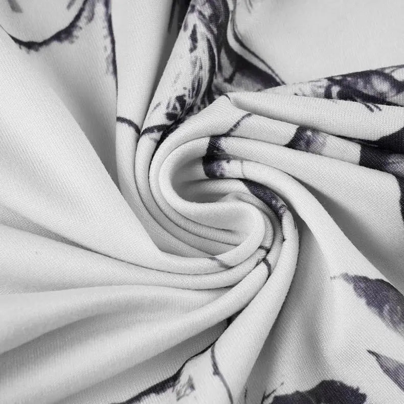 White Abstract Print Ribbed Tank & Pants Set Bellaward Fashions