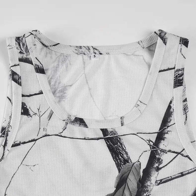 White Abstract Print Ribbed Tank & Pants Set Bellaward Fashions