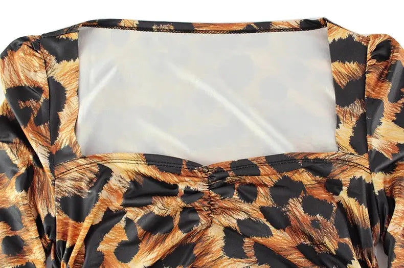 Slim Fit Hip Wrap Leopard Print Dress Bellaward